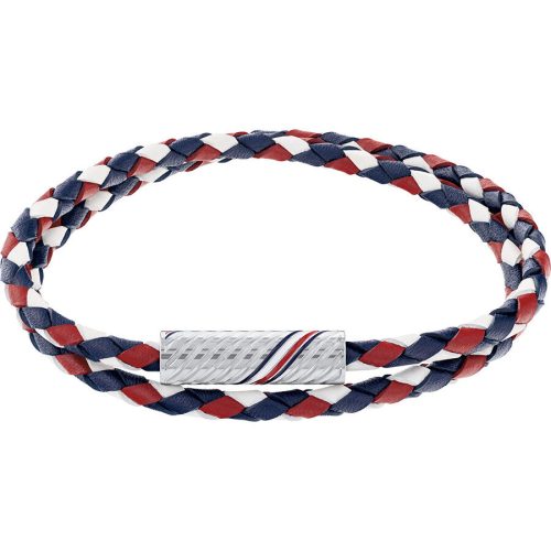 Tommy Hilfiger Színes duplasoros fonott bőr férfi karkötő 2790472